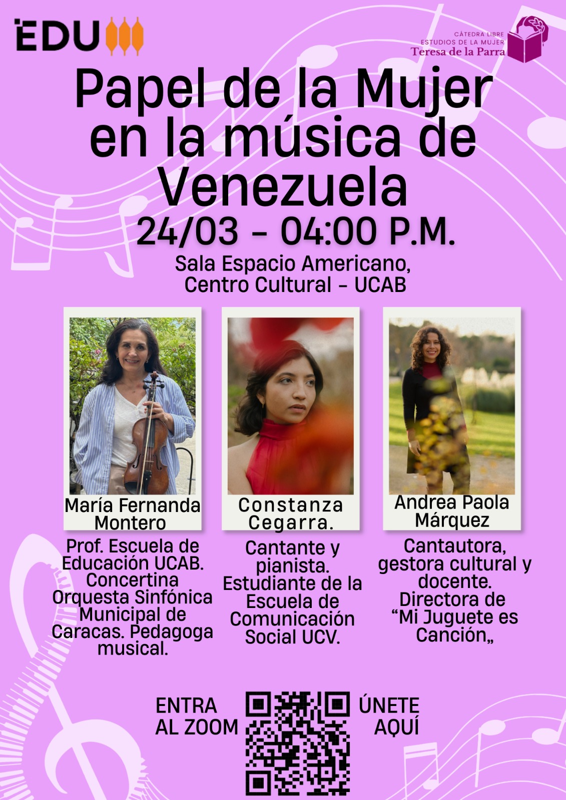 Papel de la Mujer en la Música de Venezuela en el Centro Cultural UCAB