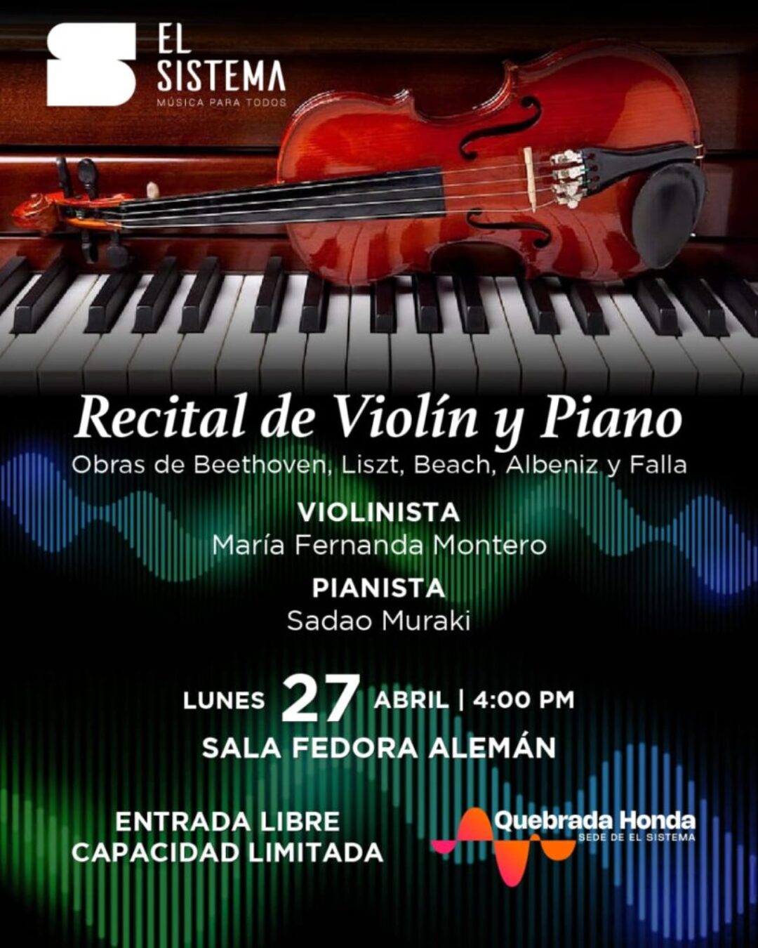Recital de Violín y Piano: María Fernanda Montero y Sadao Muraki